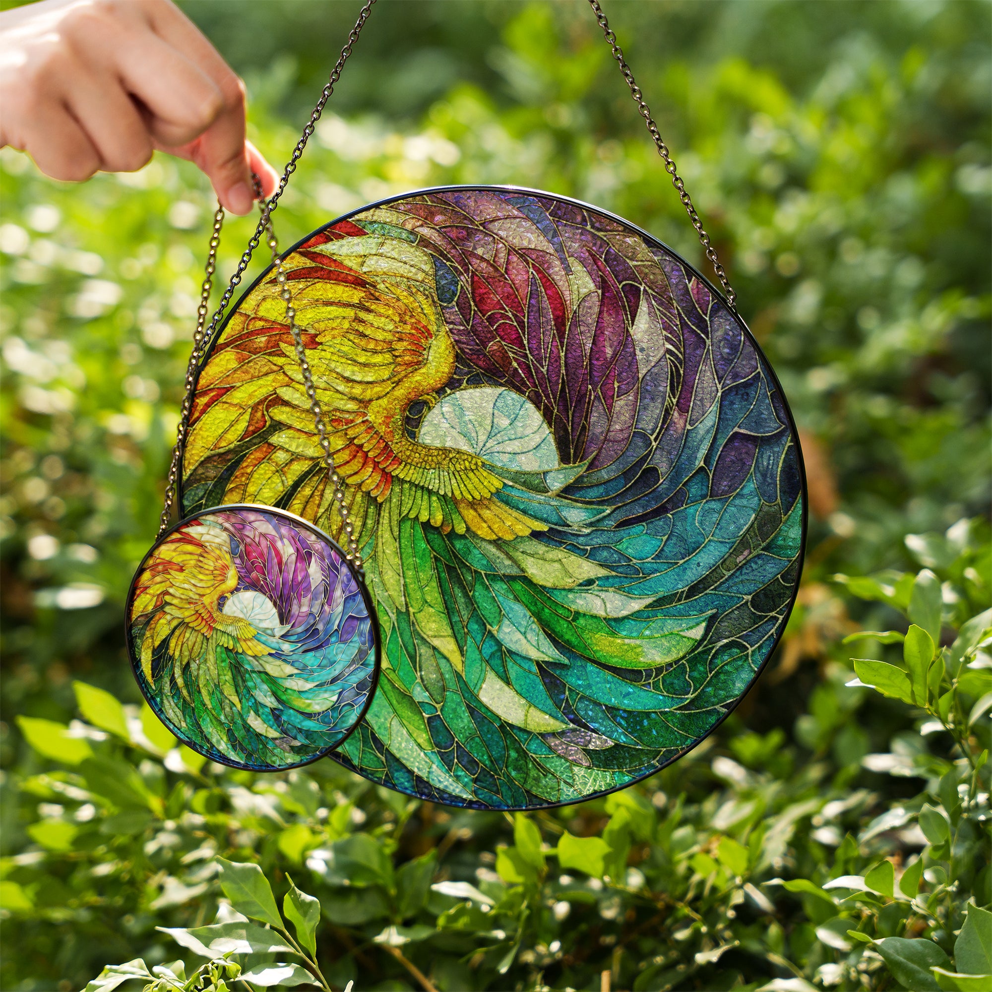 Stained Glass Suncatcher for Window Hanging Angel's Protection