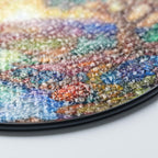 stained glass suncatcher landscape with a river zoomed