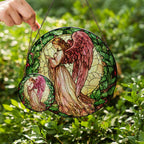 Stained Glass Pink Angel Suncatcher
