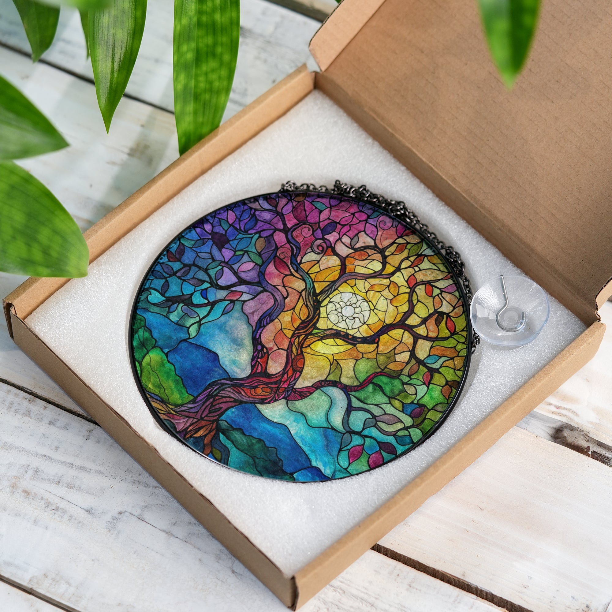 stained glass suncatcher for window hanging tree