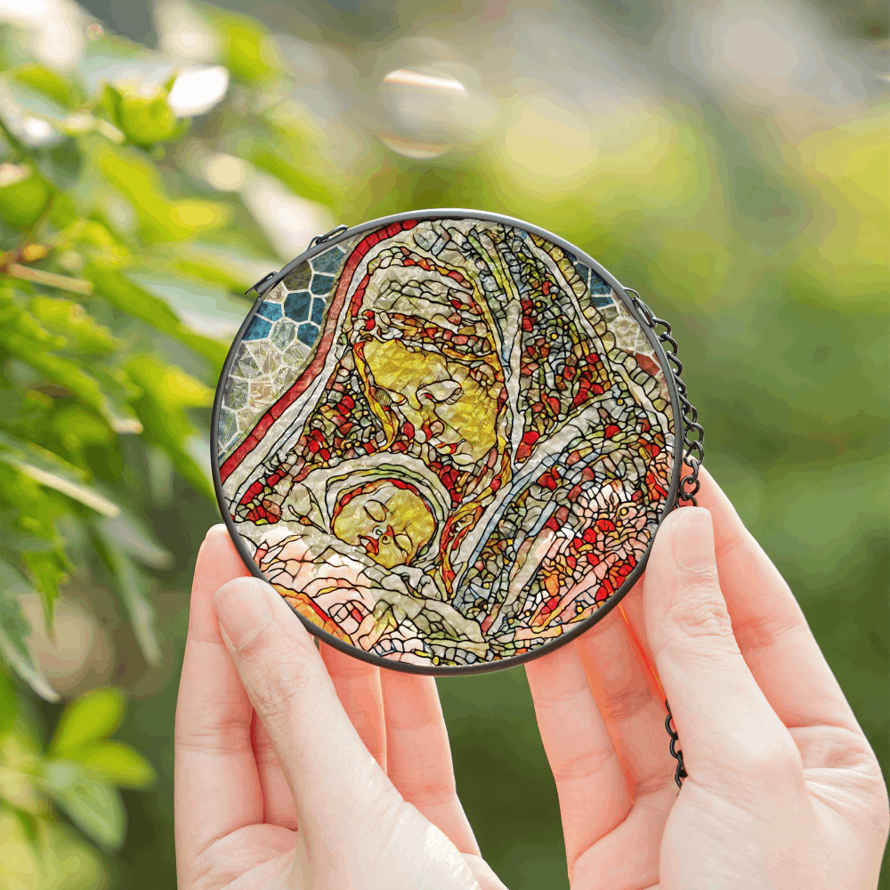  Mary and baby suncatcher stained glass small