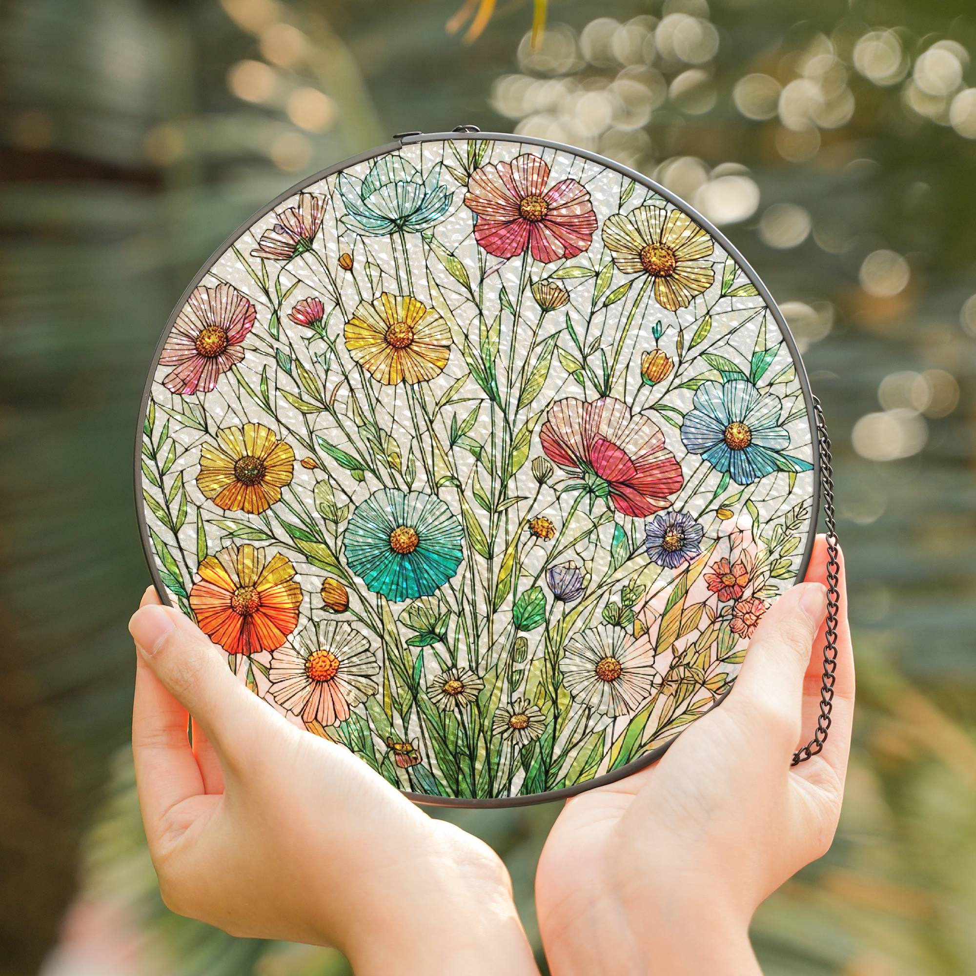 Stained Glass Suncatcher for Window Hanging Flowers