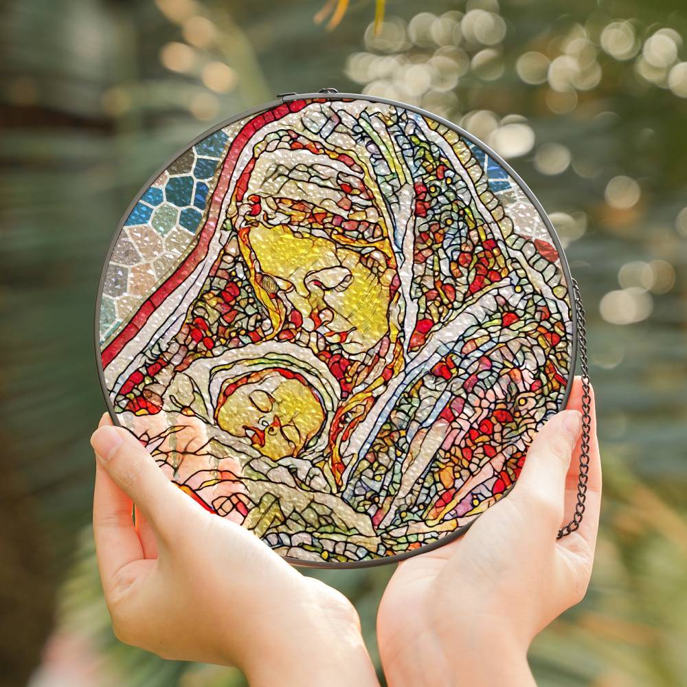 Mary and baby suncatcher stained glass