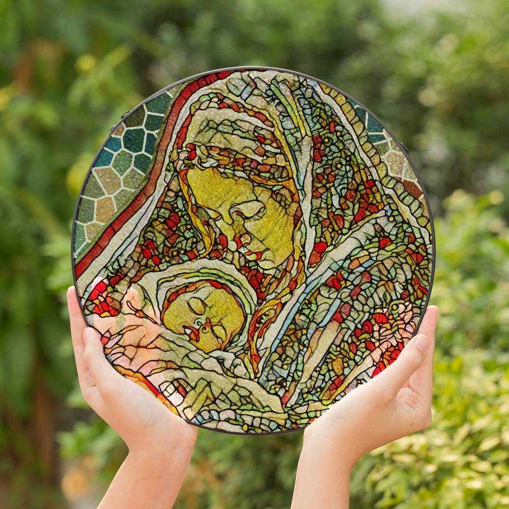  Mary and baby suncatcher stained glass