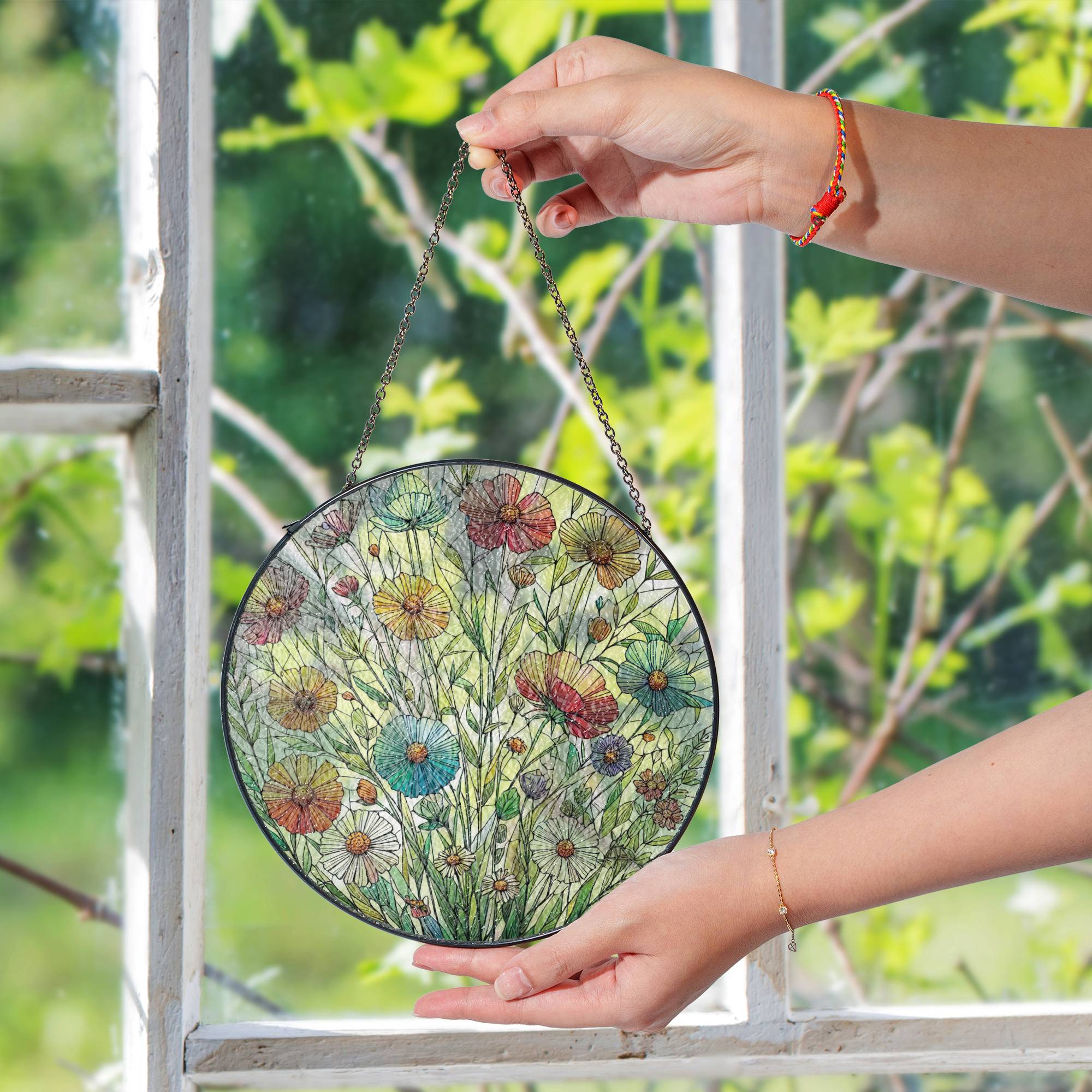 Stained Glass Suncatcher for Window Hanging Flowers