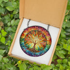 Colorful stained glass suncatcher featuring a vibrant Tree of Life design