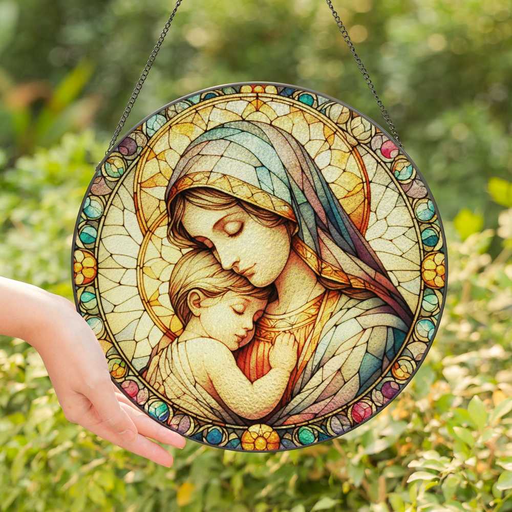 Mary and baby suncatcher stained glass