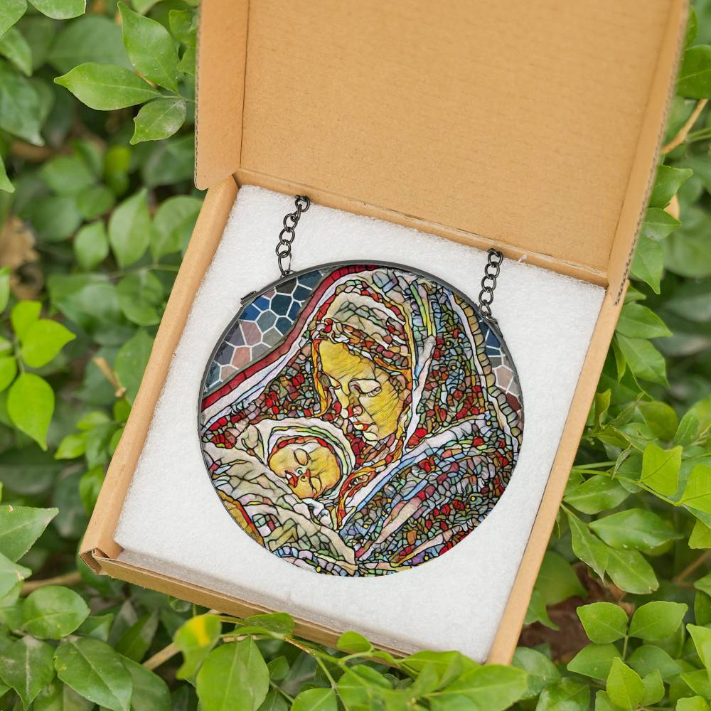  Mary and baby suncatcher stained glass