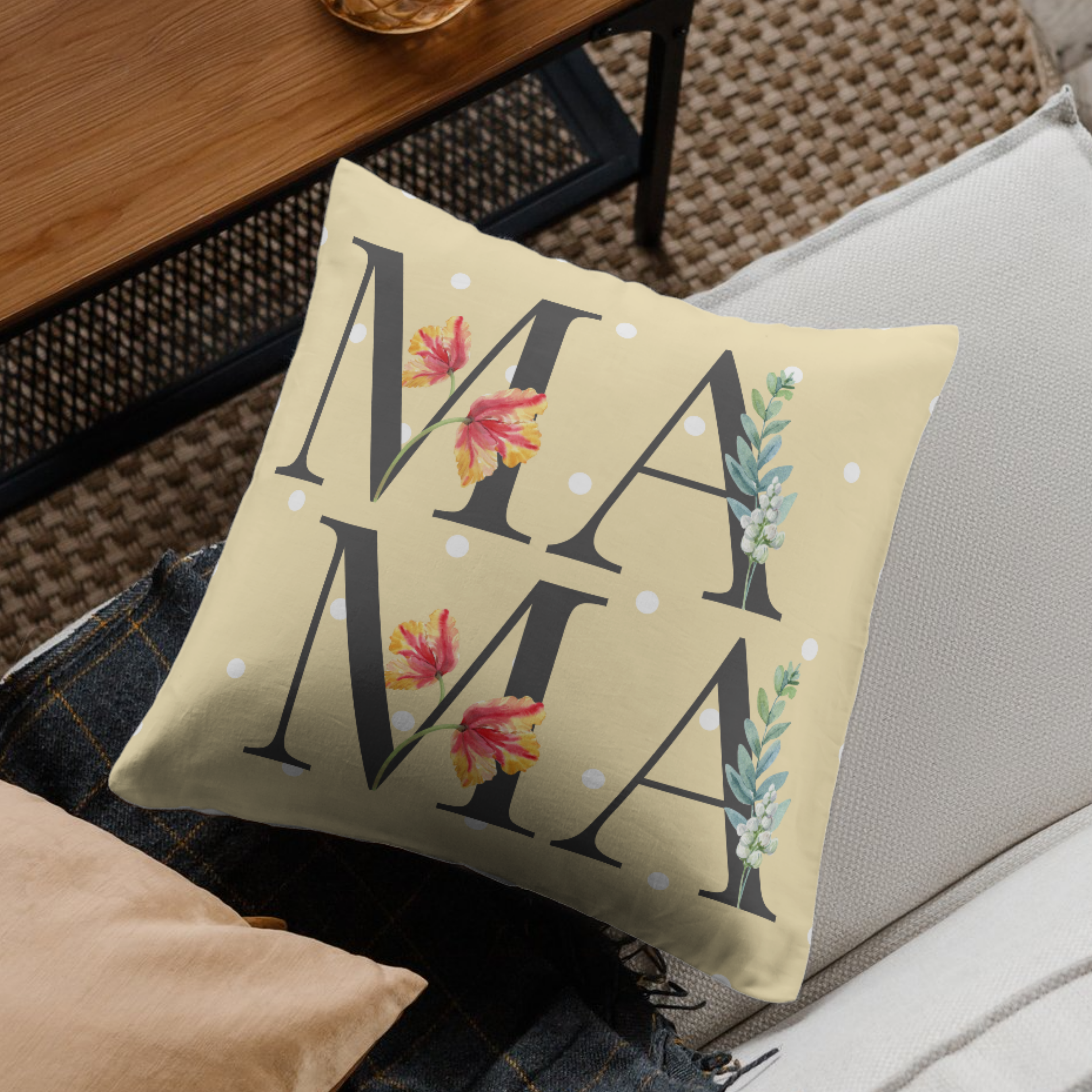 pillow for mama, yellow