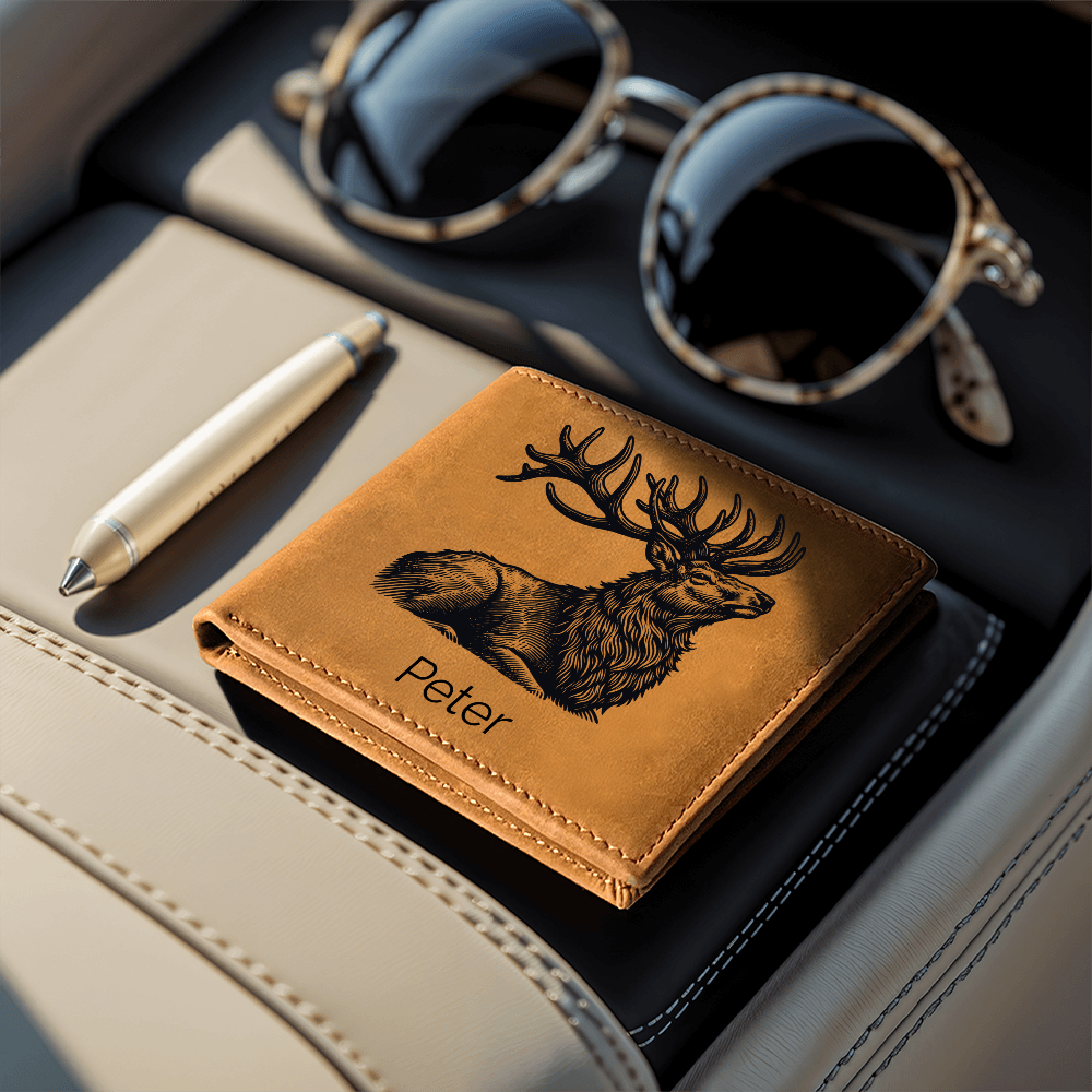 Custom Personalized Leather Deer Wallet