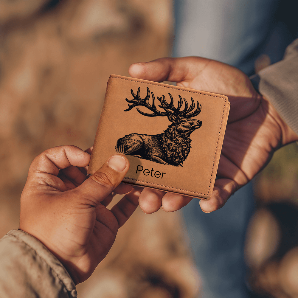 Custom Personalized Leather Deer Wallet