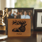 Custom Personalized Leather Deer Wallet