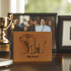 personalized bear leather wallet for him