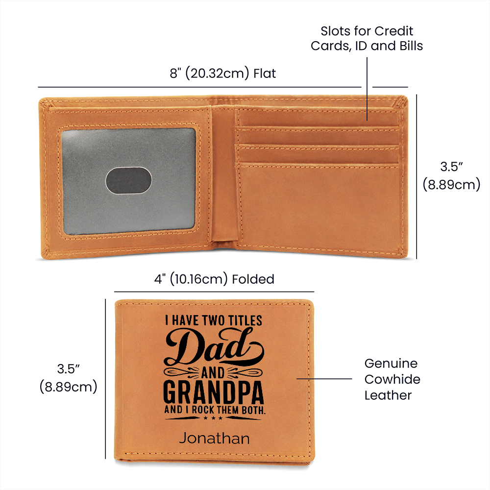 Personalized Leather Wallet for Dad and Grandpa – Custom Gift for Christmas, Father's Day, or Birthday