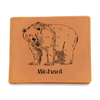 personalized bear leather wallet for him