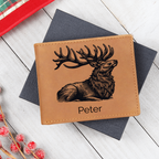 Custom Personalized Leather Deer Wallet