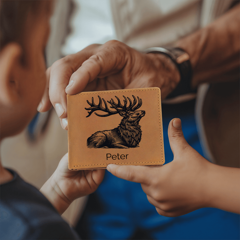 Custom Personalized Leather Deer Wallet