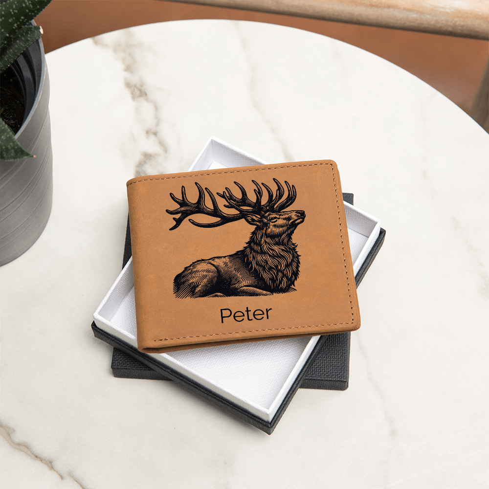 Custom Personalized Leather Deer Wallet