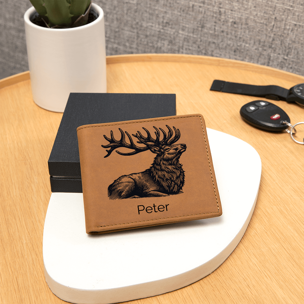 Custom Personalized Leather Deer Wallet