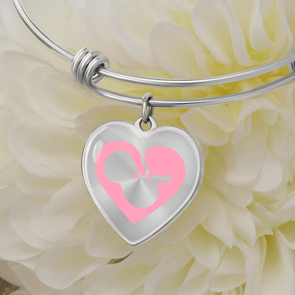 Heart bracelet with baby in the womb and your text