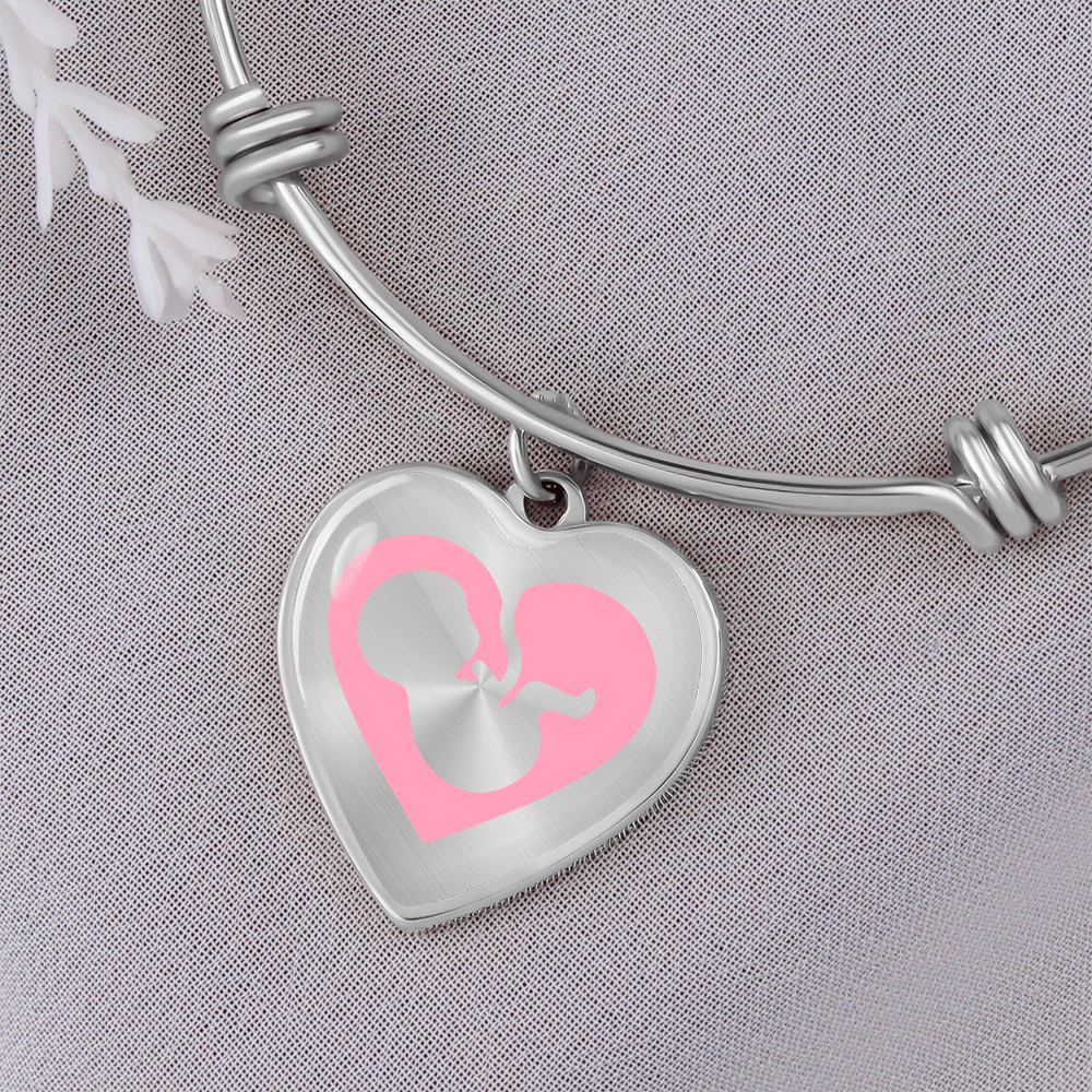 Heart bracelet with baby in the womb and your text