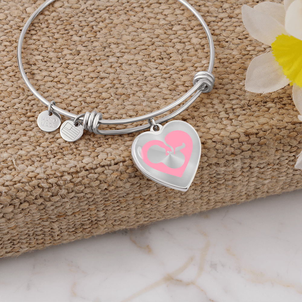 Heart bracelet with baby in the womb and your text