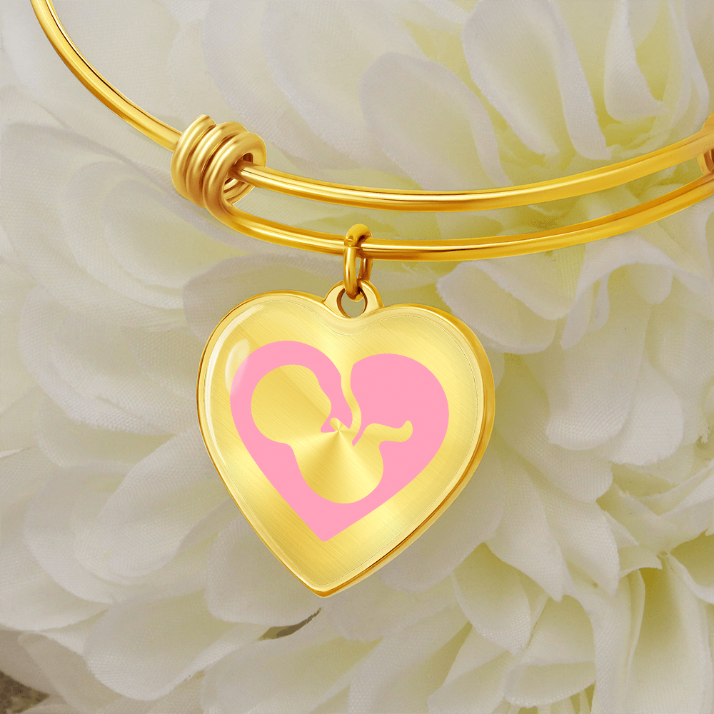 Heart bracelet with baby in the womb and your text