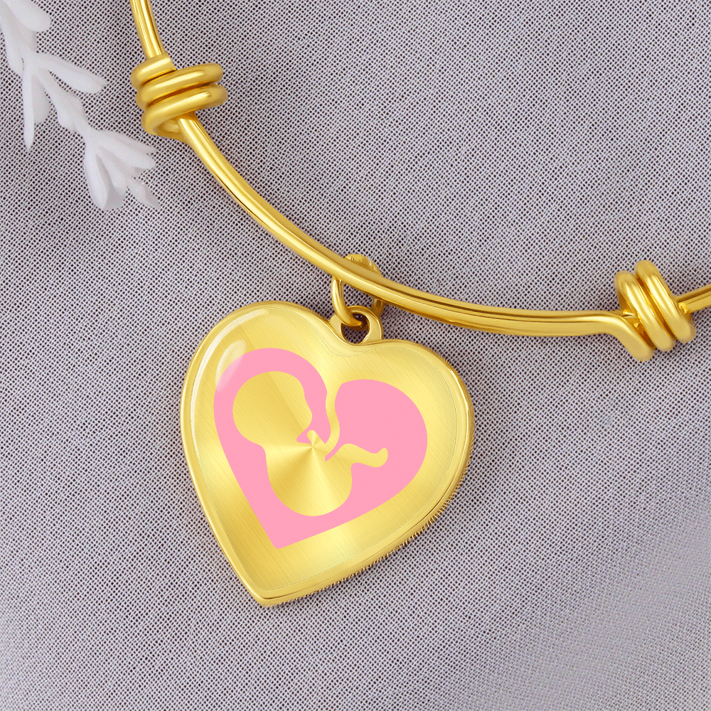 Heart bracelet with baby in the womb and your text