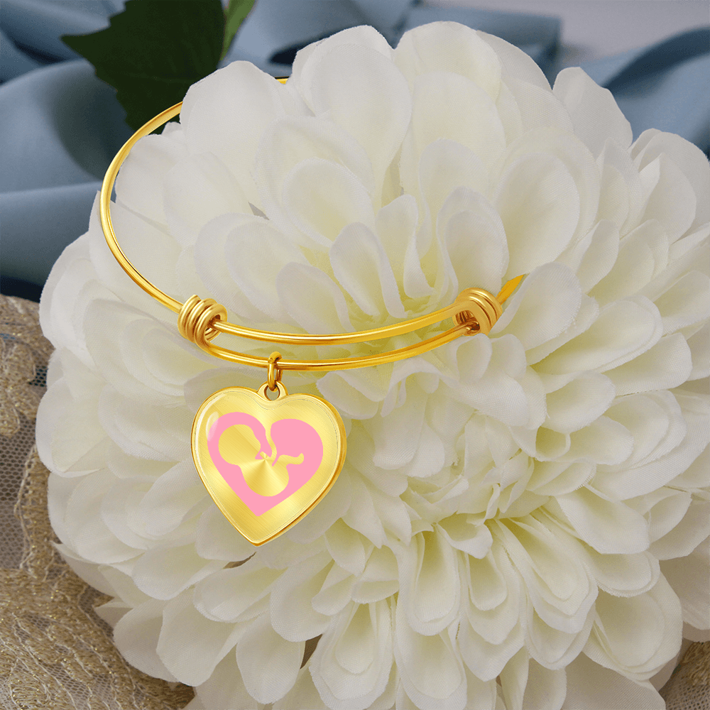 Heart bracelet with baby in the womb and your text