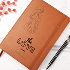 The Love Story pregnancy journal with vegan leather cover, 200 lined pages, ribbon bookmark & elastic band.
