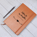Letters to My Daughter journal with vegan leather cover, 200 lined pages, ribbon bookmark & elastic band. A heartfelt keepsake for moms to cherish forever.