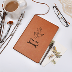 Vegan leather prayer journal with 200 lined pages, ribbon bookmark & elastic closure - perfect for daily devotionals, notes & spiritual reflection.