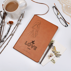 The Love Story pregnancy journal with vegan leather cover, 200 lined pages, ribbon bookmark & elastic band.