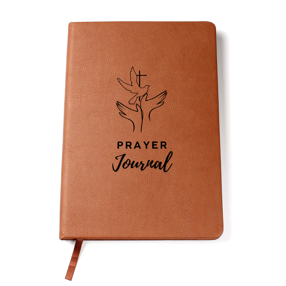 Vegan leather prayer journal with 200 lined pages, ribbon bookmark & elastic closure - perfect for daily devotionals, notes & spiritual reflection.