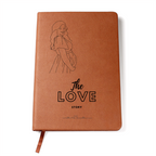The Love Story pregnancy journal with vegan leather cover, 200 lined pages, ribbon bookmark & elastic band.