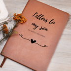 Letters to My Son journal with vegan leather cover, 200 lined pages, ribbon bookmark & elastic band. A heartfelt keepsake for moms to cherish forever.