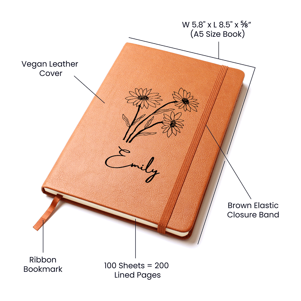 Personalized Journal with Custom Name – Vegan Leather Keepsake
