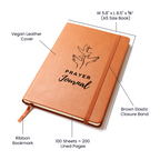 Vegan leather prayer journal with 200 lined pages, ribbon bookmark & elastic closure - perfect for daily devotionals, notes & spiritual reflection.