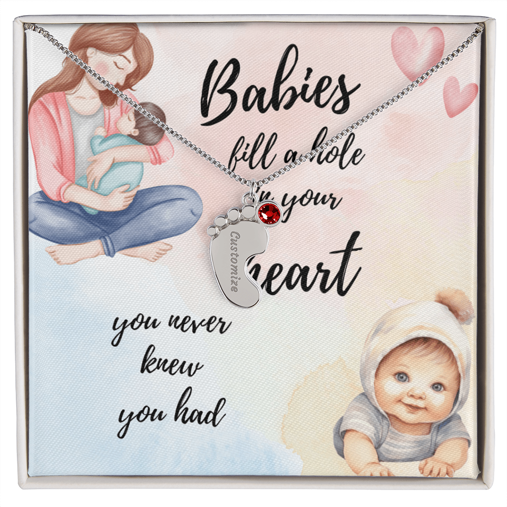 Celebrate the arrival of a newborn or cherish a precious memory with our Custom Baby Feet Necklace. Perfect for Mother's Day. Shipping from the USA.
