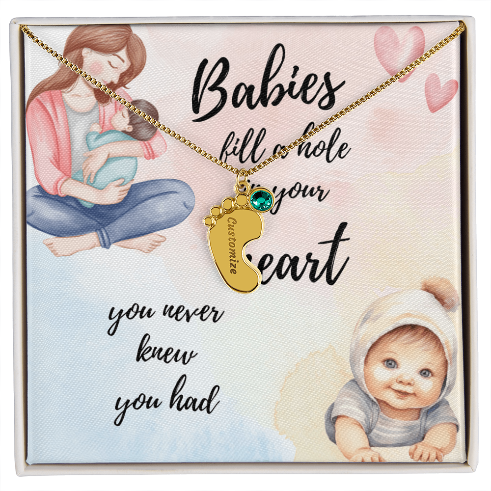 Celebrate the arrival of a newborn or cherish a precious memory with our Custom Baby Feet Necklace. Perfect for Mother's Day. Shipping from the USA.