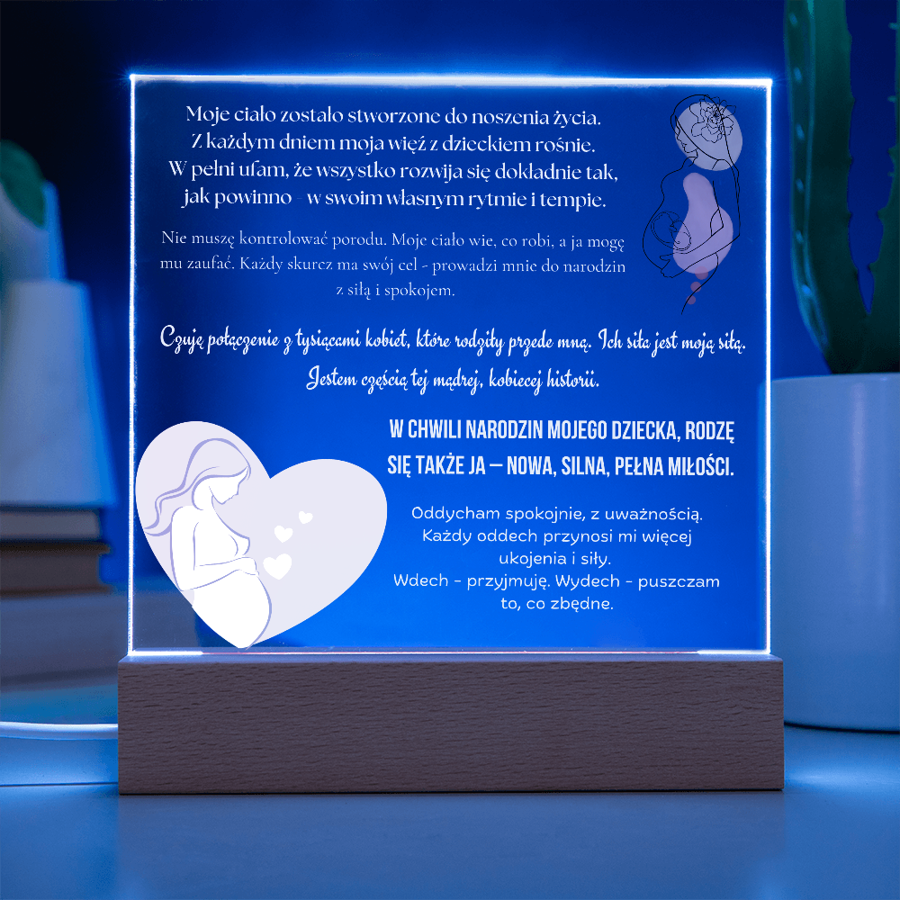 afirmacje porodowe LED światełka