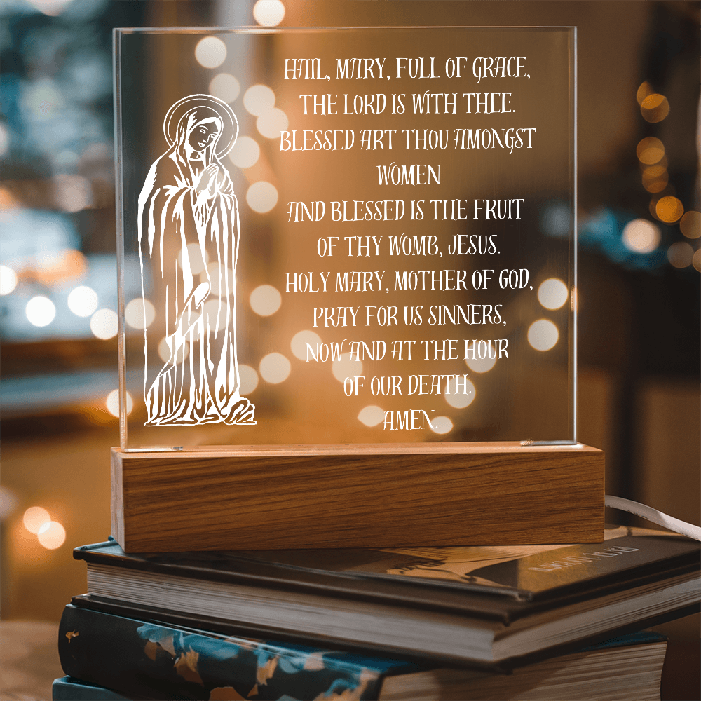 Hail Mary Prayer Catholi LED plaque