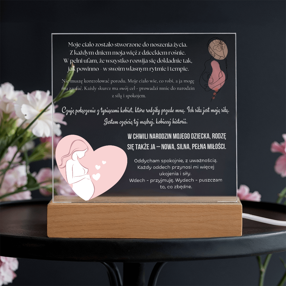 afirmacje porodowe LED światełka