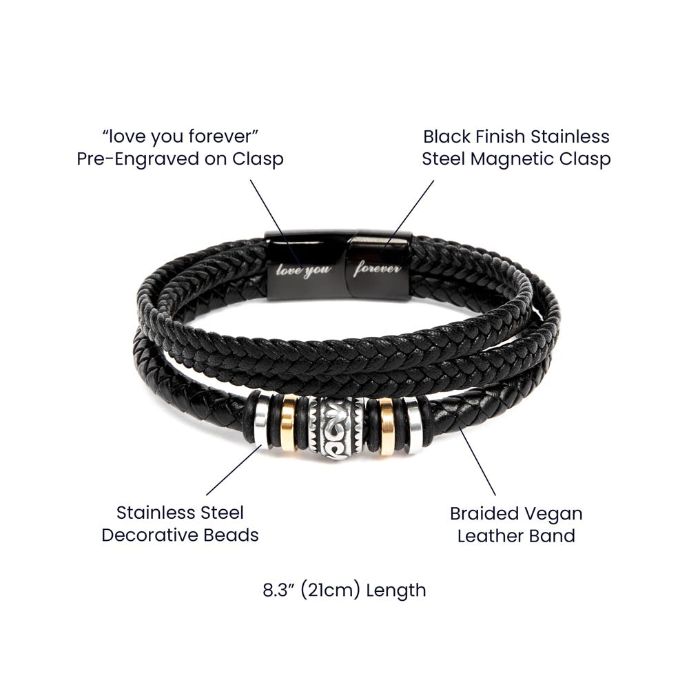 Regalo de cumpleaños personalizado para tu esposo: pulsera negra con nota y foto personalizadas