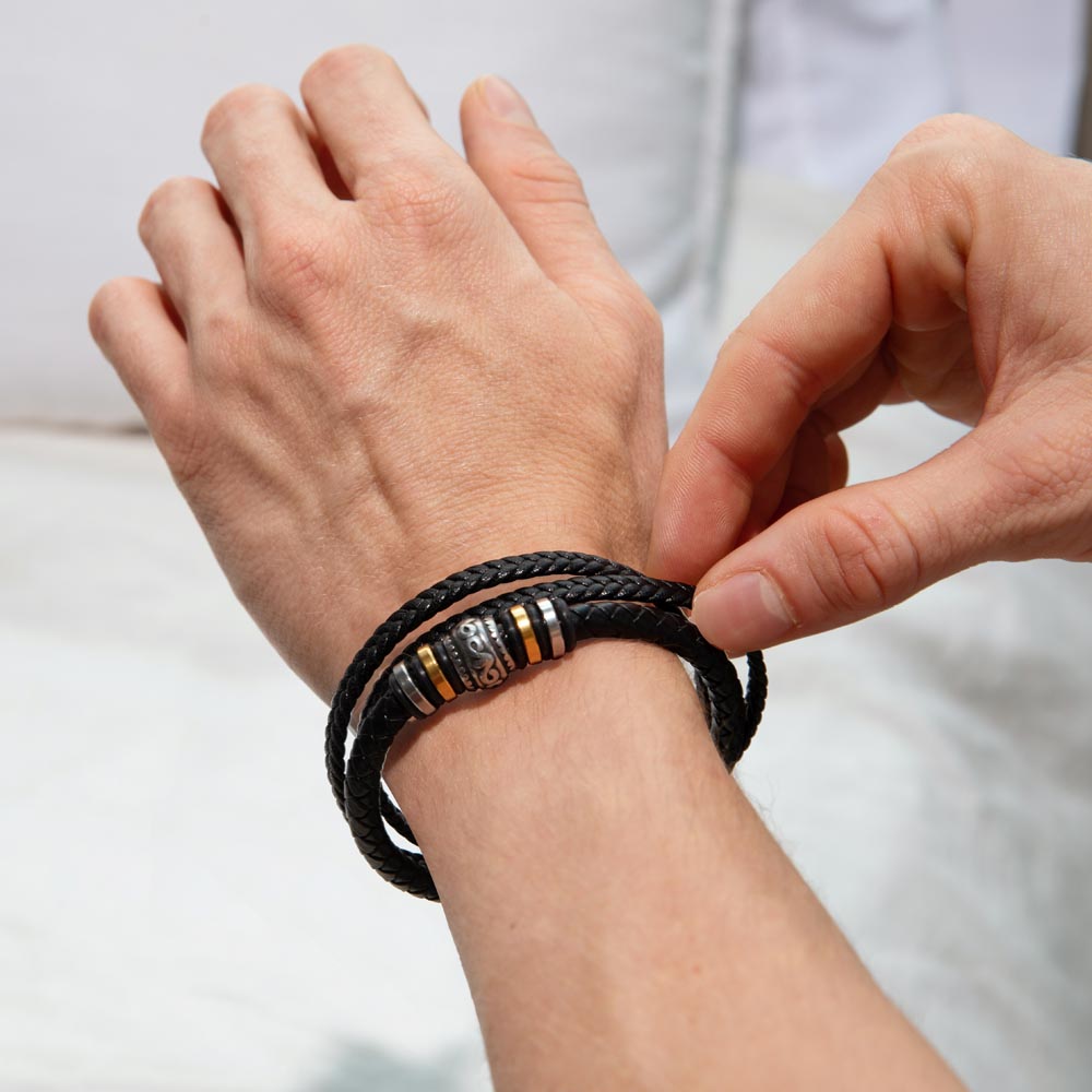 Regalo de cumpleaños personalizado para tu esposo: pulsera negra con nota y foto personalizadas