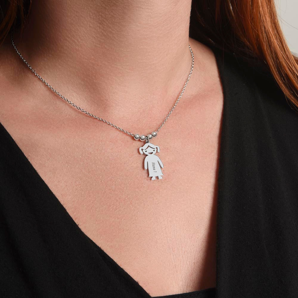 Engraved Kid Name Charm Necklace