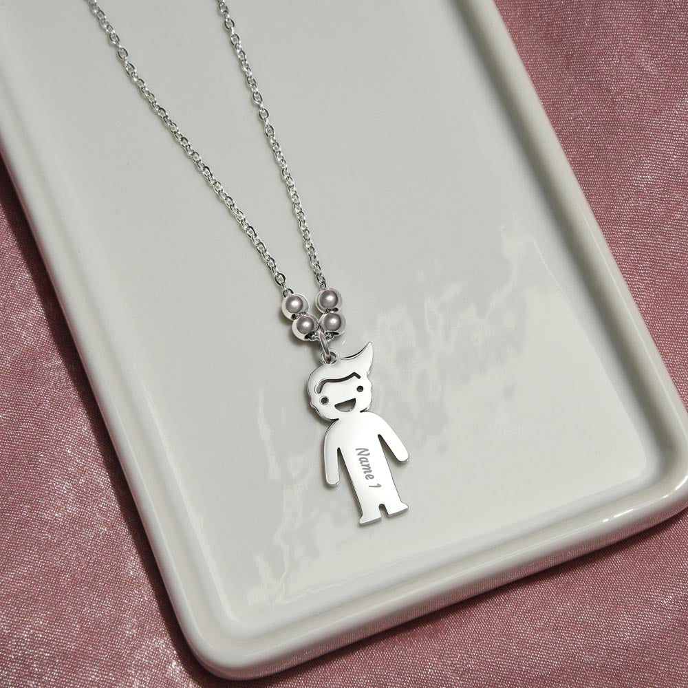Engraved Kid Name Charm Necklace