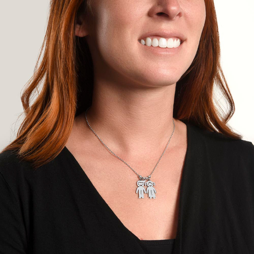 Engraved Kid Name Charm Necklace