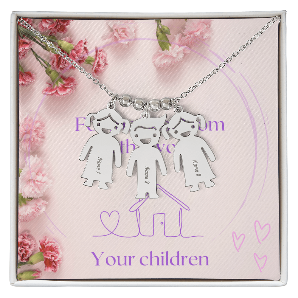 Engraved Kid Name Charm Necklace