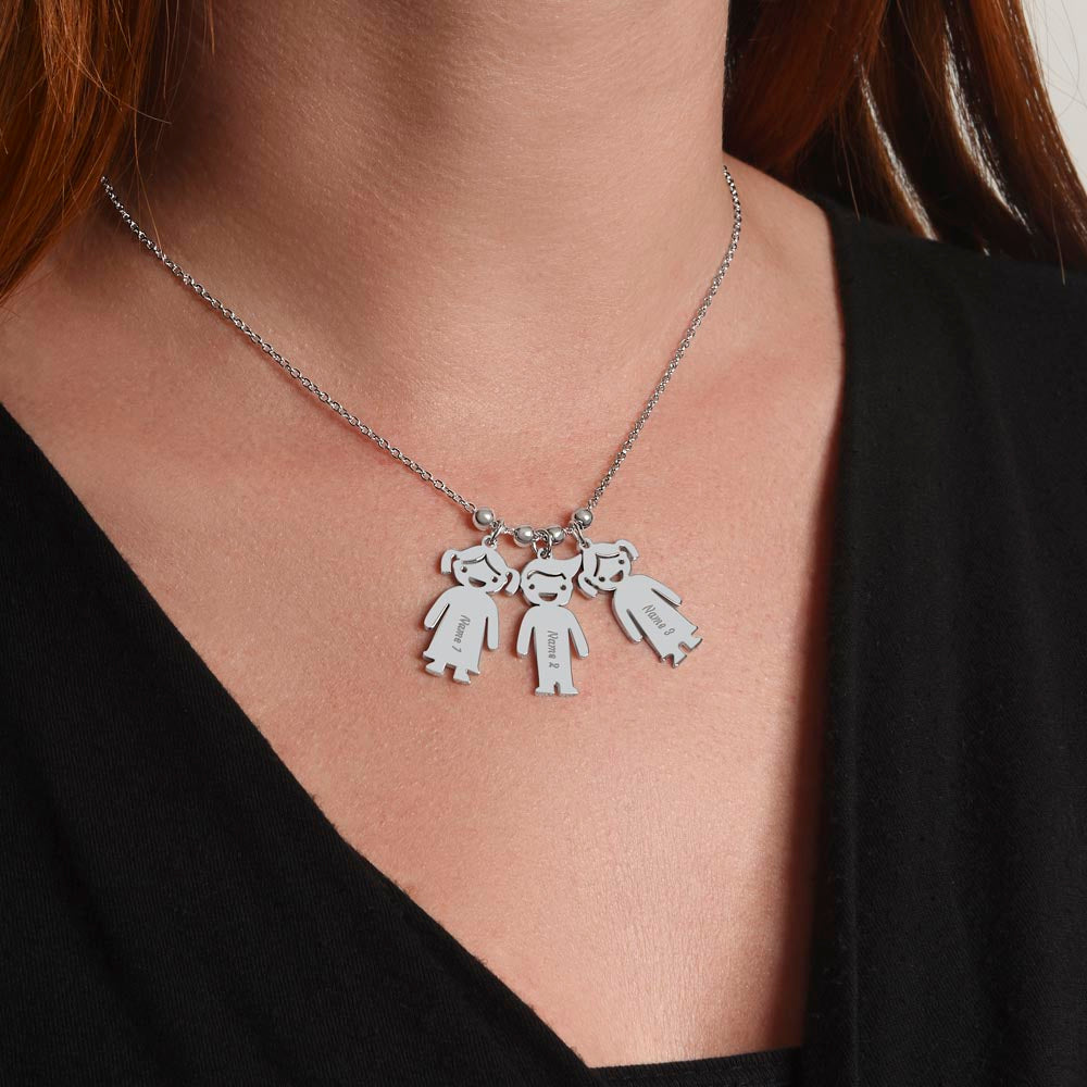 Engraved Kid Name Charm Necklace